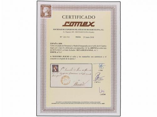 ¿ ESPAÑA. Ed. 1. 1850. BENAMEJÍ a MADRID. 6 cu. negro, tipo