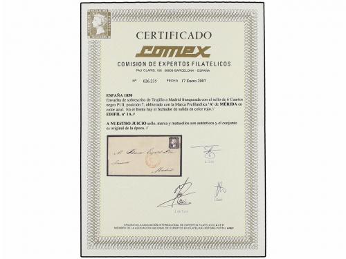 ✉ ESPAÑA. Ed. 1A. 1850. TRUJILLO a MADRID. 6 cu. negro, tipo