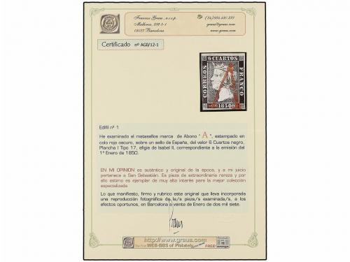 ° ESPAÑA. Ed. 1. 6 cu. negro, tipo I posición 17. Mat. AS de