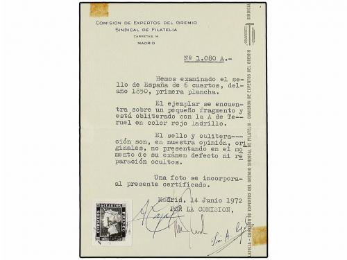 Δ ESPAÑA. Ed. 1. 6 cu. negro, tipo I posición 2 sobre pequeñ