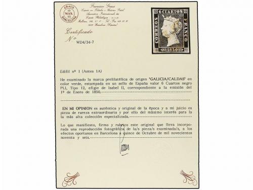 ° ESPAÑA. Ed. 1. 6 cu. negro, tipo I poisicón 12. Mat. GALIC