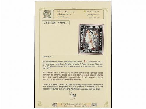 ° ESPAÑA. Ed. 1. 6 cu. negro, tipo I posición 23. Mat. AS de