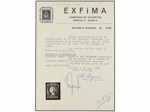 Δ ESPAÑA. Ed. 1. 6 cu. negro, tipo I posición 5 sobre pequeñ