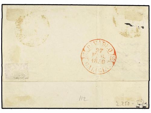 ✉ ESPAÑA. Ed. 1. 1850. VILLAGARCÍA a RIVADEO. 6 cu. negro, t