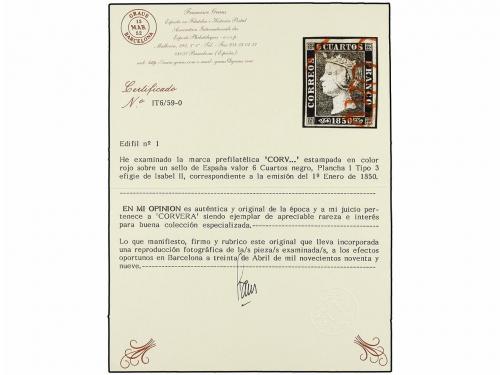 ° ESPAÑA. Ed. 1. 6 cu. negro, tipo I posición 3. Mat. CORVER