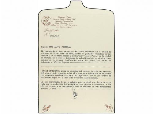 (*) ESPAÑA. Ed. 1. 6 cu. negro. FALSO POSTAL detectado solam