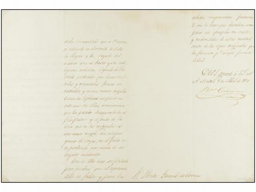 (*) ESPAÑA. Ed. 1. 6 cu. negro. FALSO POSTAL detectado solam