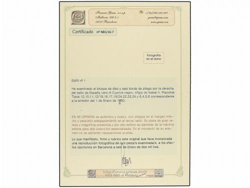 (*) ESPAÑA. Ed. 1 (16). 6 cu. negro. Bloque de dieciseis, ti