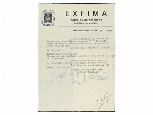**/* ESPAÑA. Ed. 1A (8). 6 cu. negro. Bloque de ocho, tipo I