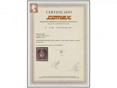 * ESPAÑA. Ed. 22. 1 cuarto bronce. Grandes márgenes. MAGNÍFI