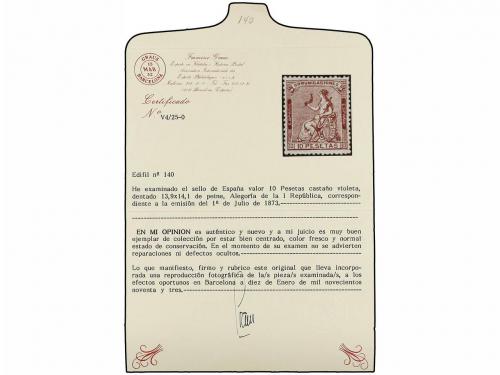 * ESPAÑA. Ed. 140. 10 pts. castaño violeta. Excelente color