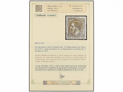 * ESPAÑA. Ed. 209. 10 pts. sepia. Excelente color y muy buen