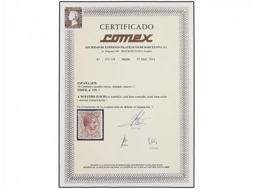 * ESPAÑA. Ed. 195. 40 cents. castaño rojo. PIEZA DE LUJO. Ce