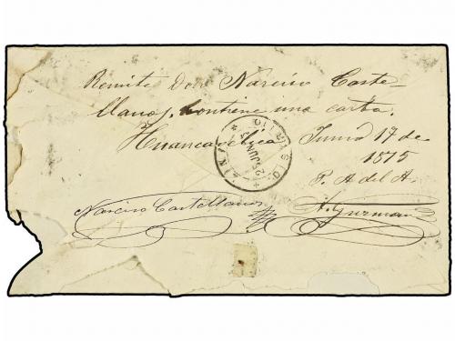 ¿ PERU. Sc. 17 (3). 1875. HUANCAVELICA a CUZCO. Entero Posta