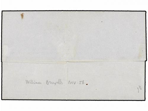 ✉ PERU. Sc. 8. 1860. HUACHO a LIMA. 1 peseta rosa, mat. círc