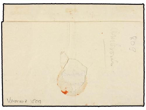 ✉ MEXICO. 1809 (28 Enero). VERACRUZ a CÁDIZ. Marca NUEVA/ESP