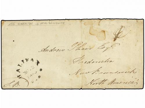 ✉ GIBRALTAR. 1816. GIBRALTAR to FREDERICTON (New Brunswick).