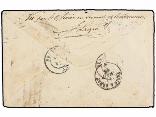 ✉ REUNION. 1868. ST. DENIS a FRANCIA. 10 cts. bistre (2) de 