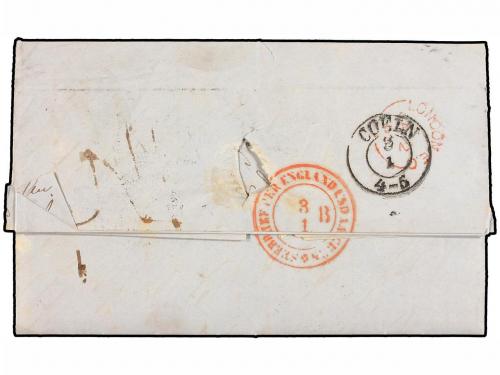 ✉ URUGUAY. 1861. MONTEVIDEO a ALEMANIA. Fechador ovalado de 