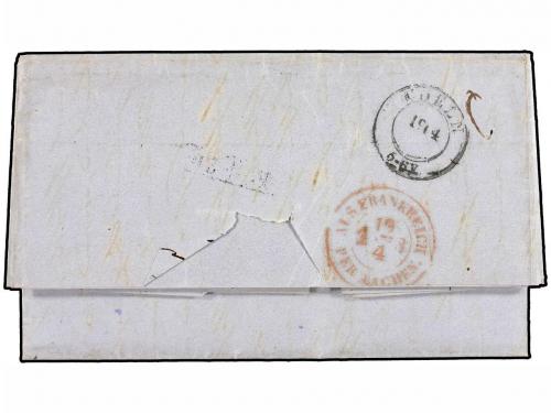 ✉ URUGUAY. 1864. NUEVA HELVECIA a ALEMANIA. Fechador ovalado