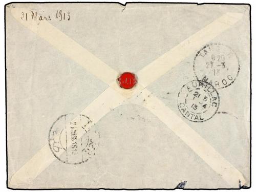 ✉ MARRUECOS. 1913. MEKNES a FRANCIA. Circulado con sellos de