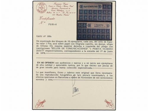 ** ESPAÑA. Ed. 174As, 177As, 179As, 180As. 5 cts. sepia, 25