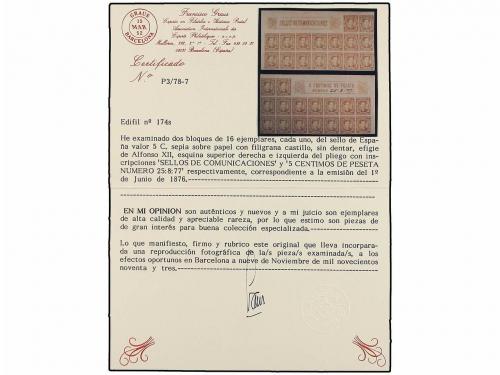 ** ESPAÑA. Ed. 174As, 177As, 179As, 180As. 5 cts. sepia, 25
