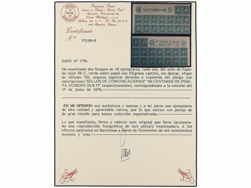 ** ESPAÑA. Ed. 174As, 177As, 179As, 180As. 5 cts. sepia, 25