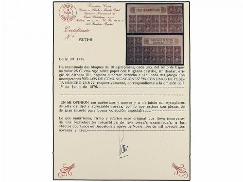 ** ESPAÑA. Ed. 174As, 177As, 179As, 180As. 5 cts. sepia, 25