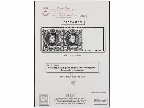 * ESPAÑA. Ed. 247 (2). 20 cts. negro. Pareja, excelente cent