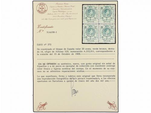 **/* ESPAÑA. Ed. 272, 274 (4). 20 cts. verde bronce y 50 cts