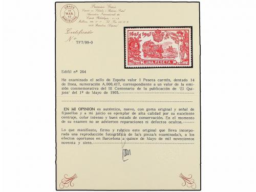 * ESPAÑA. Ed. 264. 1 pta. carmín. Centraje perfecto. MAGNÍFI