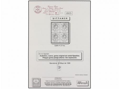 ** ESPAÑA. Ed. 271nc (4). 15 cts. amarillo, numeración en AZ