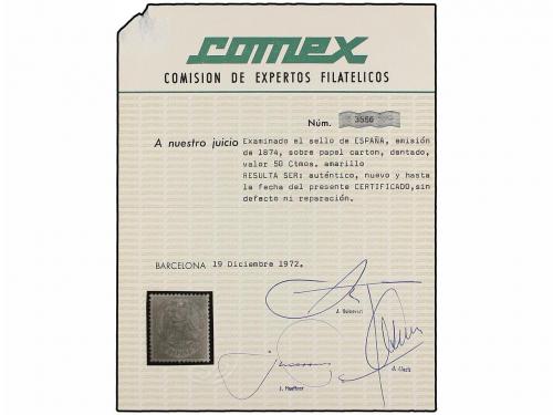 * ESPAÑA. Ed. 149p. 50 cts. amarillo PAPEL CARTÓN. Excelente