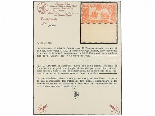 ** ESPAÑA. Ed. 266. 10 pts. naranja. Excelente centraje. LUJ