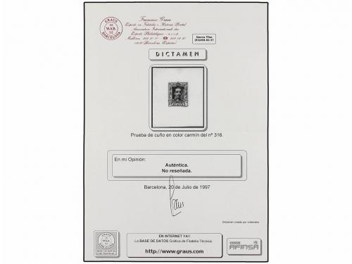 (*) ESPAÑA. Ed. 316. PRUEBA DE PUNZÓN. 20 cts. carmín (Gálve