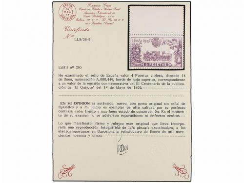 ** ESPAÑA. Ed. 265. 4 pts. violeta. Centraje perfecto. PIEZA