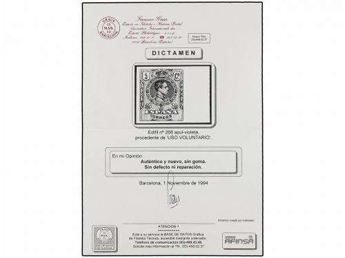 (*) ESPAÑA. Ed. 268Hc. 5 cts. azul violeta. Tirada especial