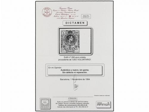 (*) ESPAÑA. Ed. 268Hc. 5 cts. azul violeta. Tirada especial