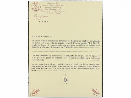 ¿ ESPAÑA. Ed. 1. 1850. MADRID a VALLADOLID. 6 cuartos negro,