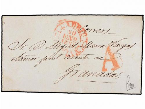 ° ESPAÑA. Ed. 1. 6 cuartos negro, tipo I. Mat. A de MADRID e