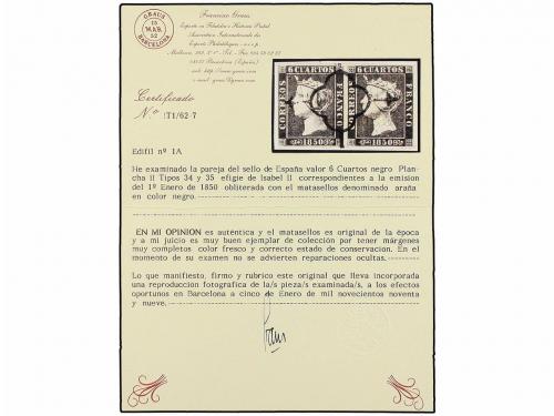 ° ESPAÑA. Ed. 1. 6 cuartos negro, tipo I. 4 parejas horizont