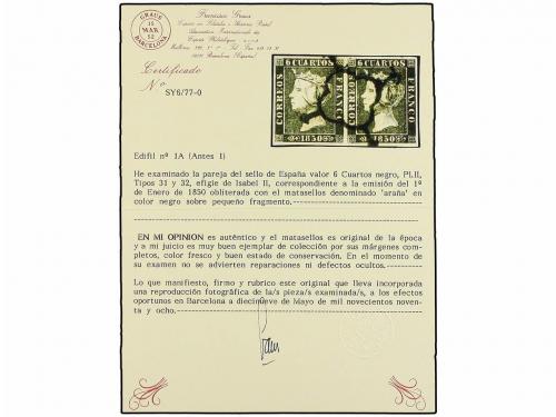 ° ESPAÑA. Ed. 1. 6 cuartos negro, tipo I. 4 parejas horizont