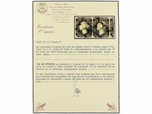 ° ESPAÑA. Ed. 1. 6 cuartos negro, tipo I. 4 parejas horizont