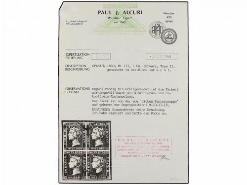 ° ESPAÑA. Ed. 1. 6 cuarts negro, tipo I. Bloque de cuatro. M