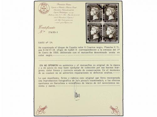 ° ESPAÑA. Ed. 1. 6 cuarts negro, tipo I. Bloque de cuatro. M