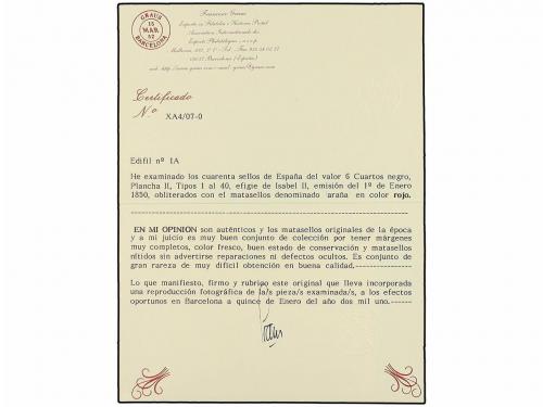 ° ESPAÑA. Ed. 1 (40). 6 cuartos negro. RECONSTRUCCIÓN DEL BO