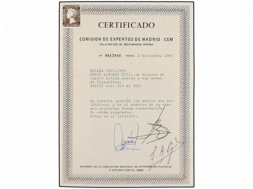 ** ESPAÑA. Ed. 310/23. SERIE COMPLETA en bloques de cuatro, 