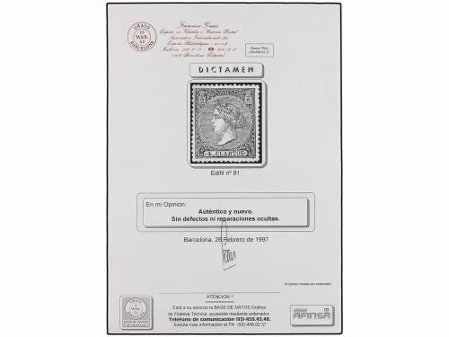 * ESPAÑA. Ed. 81. 4 cuartos azul. PIEZA DE LUJO. Dictamen GR