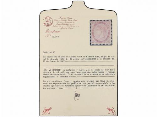 (*) ESPAÑA. Ed. 90. 19 cuartos rosa. Excelente color y centr